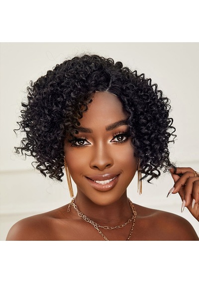 Siyah Kısa Afro Yan Tül Peruk - Zmff-582325 Çok Renkli