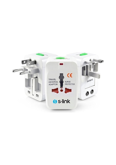 Akım Korumalı Çevirici Dönüştürme Seyahat Adaptörü Ve 2 Usb Çıkış