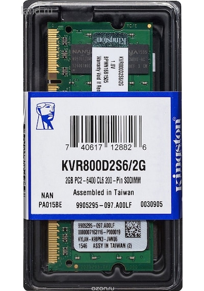 Kingston KVR800D2S6/2G 2 GB DDR2 SODIMM 800 MHz Notebook Bellek