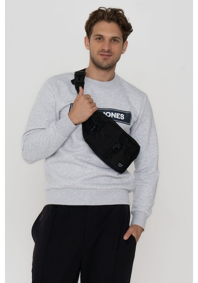 Jack & Jones Erkek Gögüs Logo Baskılı Sweatshirt - Minder 12193076 Beyaz Beyaz Melanj
