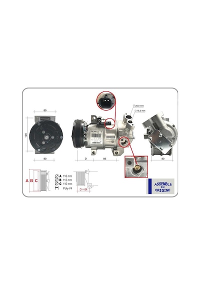 Gua 51332 Klima Kompresörü Sıfır Ürün Renault Symbol Iıı 14 Dacıa Sandero Iı 12 Logan Mcv Logan Iı 12 0.9 Tce 1.2 926006775r-926005314r -