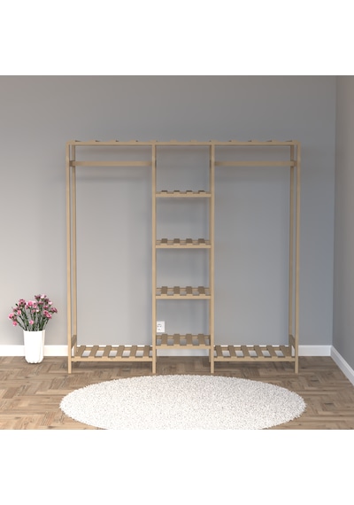 Ahşap Gardırop, Masif Ahşap Dolap, Açık Dolap, Gardırop 150x40x150 Ahşap