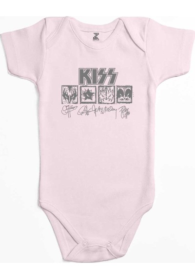 Zepplin Giyim Kiss Logolar Ve İmza Sarı Bebek Body Zıbın