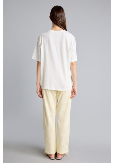 Defacto Baskılı Kısa Kollu Regular Fit 2li Pijama Takımı I8336ax26auyl83 Sarı-yl83