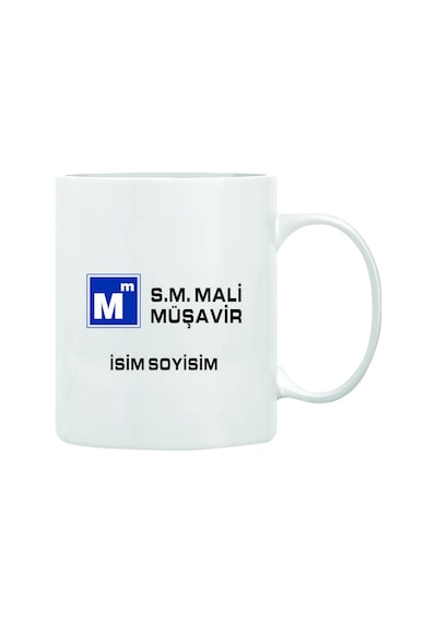 Mali Müşavire Özel Kupa Bardak İsim Yazılı Beyaz