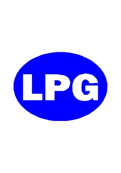 Lpg Oto Sticker Mavi Zemine Beyaz Yazı 10 x 7 CM