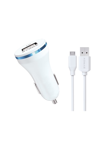 Syrox C44 Araç Şarj Aleti Micro Usb Kablo Set 2.0A Beyaz