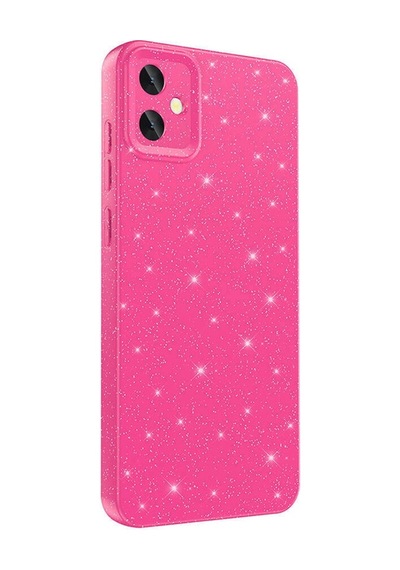 Galaxy A05 Kılıf Kamera Korumalı Simli Lüks Zore Koton Kapak Pembe Koyu