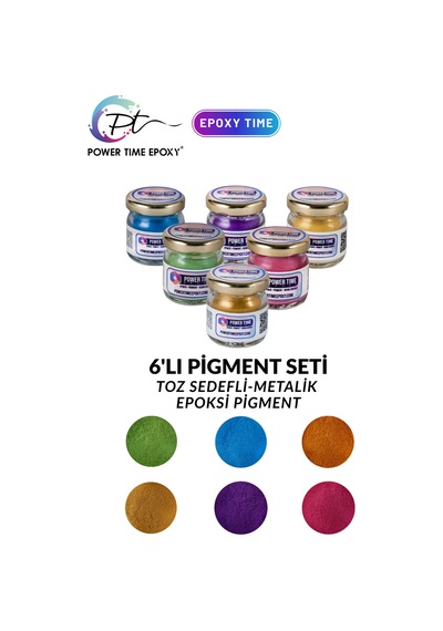 6'lı Sedefli Metalik Toz Pigment Boya Seti / Power Time Epoxy