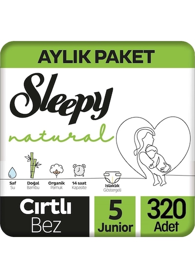 Sleepy Natural Bebek Bezi Jumbo 5 Numara Junior 320 Adet 4'lü