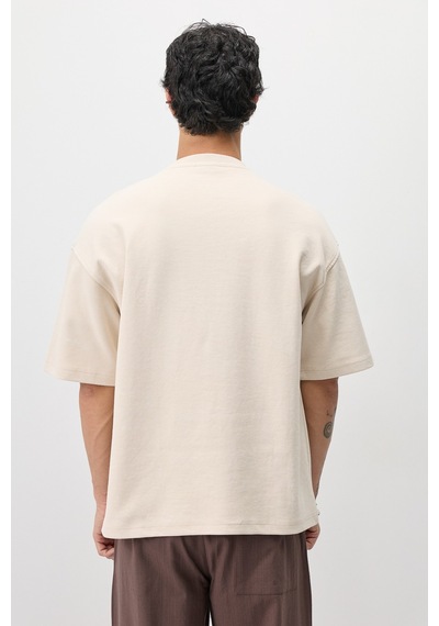 Vamos Oversize Baskılı Tişört V70-188 Taş
