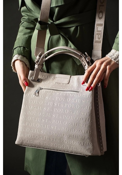 Just Polo Kadın Su Geçirmez Ayarlanabilir Askılı Büyük Boy Lüks Omuz Çantası Shoulder Bag Ebat: 27 X 30 Cm Taş 91755357