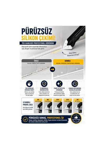 5 Başlıklı Silikon Kazıma Ve Derz Düzeltme Seti Paslanmaz Çelik Uçlu Silikon Sökme Aparatı Derz Çekm
