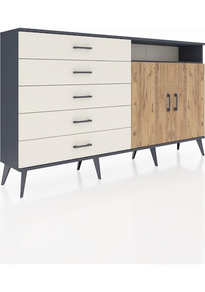 Arges Konsol 2 Raflı 5 Çekmeceli 2 Kapaklı 176x30x99 Antrasit-çam Antrasit-çam/aytaşı Arges Konsol 2 Raflı 5 Çekmeceli 2 Kapaklı 176x30x99 Antrasit-çam Antrasit-çam/aytaşı