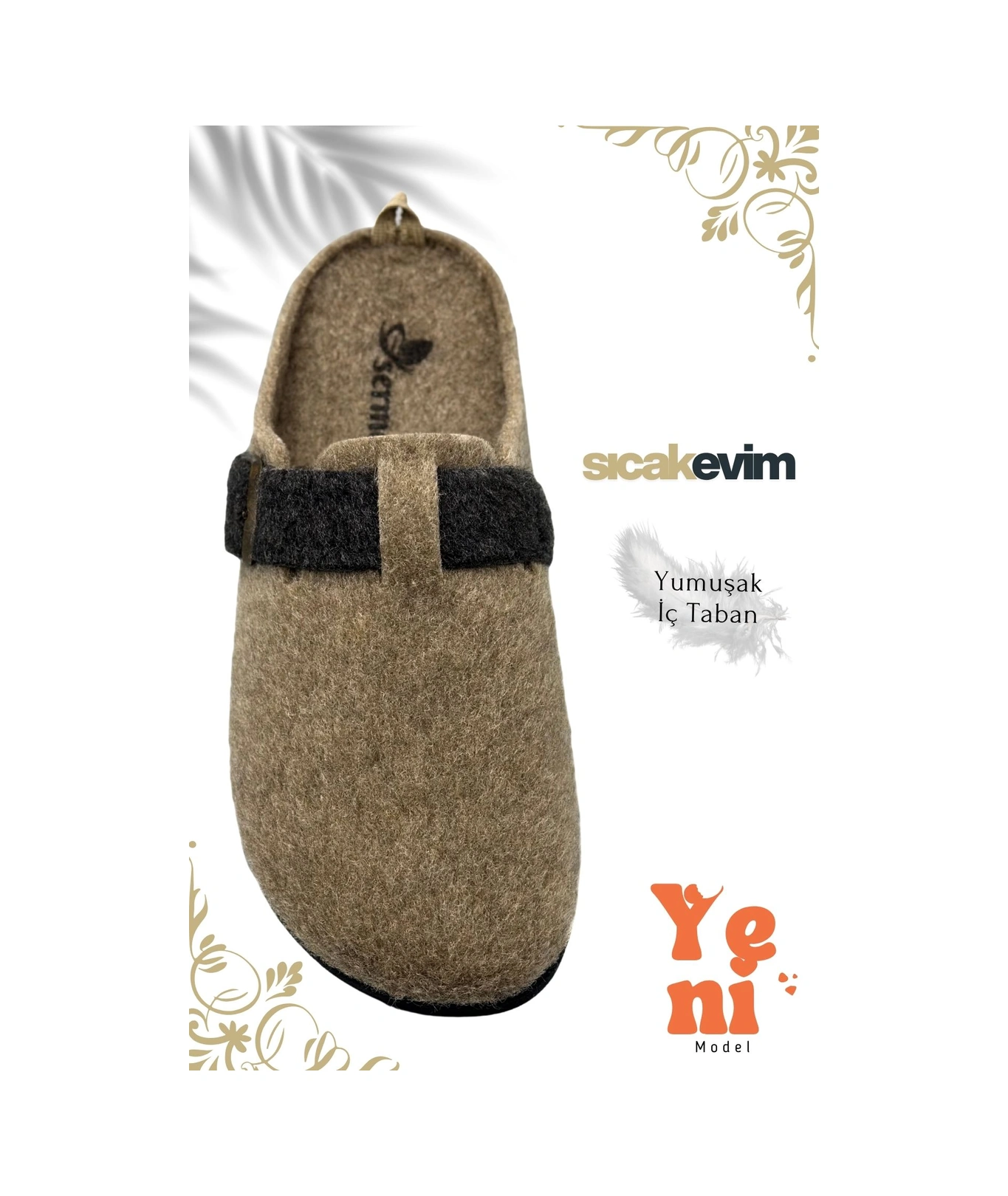 Kadın Kışlık Ev Terliği Sıcak Tutan, Hafif Ve Dayanıklı Şık Peluş Terlik Vizon Siyah Vizon Siyah