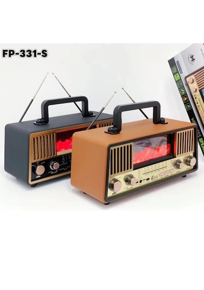Bluetooth Fm Solar Panel Nostaljik Radyo-2 Farklı Alev Efekt Modu Çift Radyo Anten Sd Kart Usb Girş