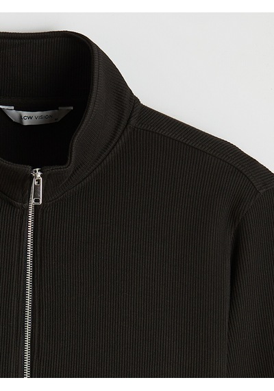 Lcw Vision Kahverengi Dik Yaka Erkek Fermuarlı Sweatshirt