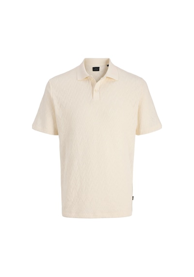 Jack & Jones Jprblatrenton Erkek Polo Yaka Tişört Jakarlı Kısa Kollu Krem