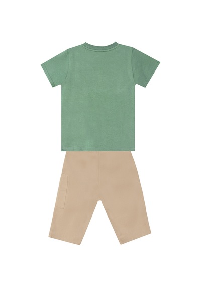Denokids Safari Erkek Çocuk Yazlık T-shirt Gabardin Şort Takım