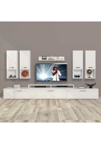Decoraktiv Ekoflex 8da Mdf Tv Ünitesi Tv Sehpası - Parlak Beyaz