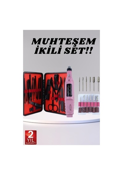 Elektrikli Manikür Pedikür Seti İkili Set 17 Parça Tırnak Bakımı Nasır Temizleme Tırnak Şekillendirme 20433998
