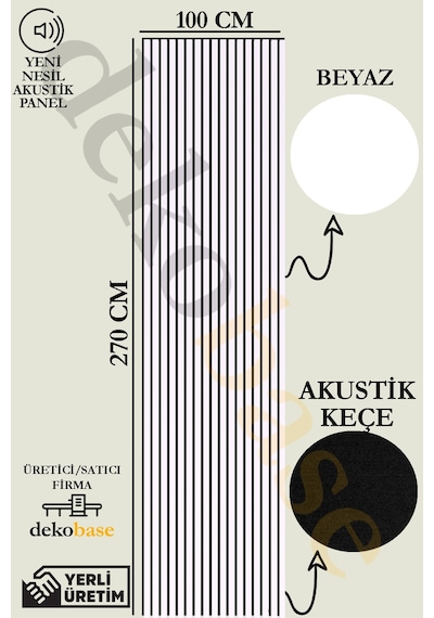 Beyaz 100x270 Cm Yeni Nesil Akustik Ahşap Duvar Paneli