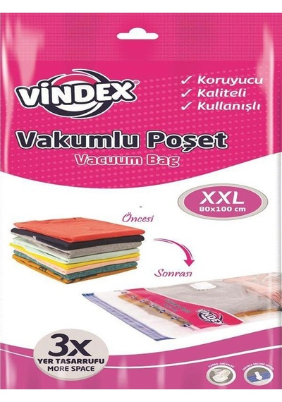 Vakumlu Giyisi Yastık Yorgan Saklama Torbası Poşeti Hurç - Xx Large - 80x100 Cm. -1 Paket Plastik Tu Diğer