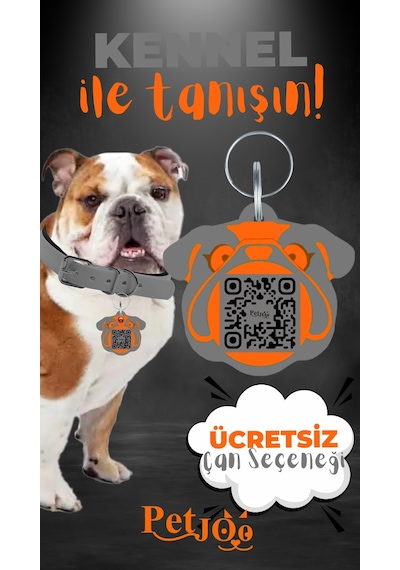 Petjoo 16.Kennel Turuncu-Gri Qr'lı Köpek Künyesi