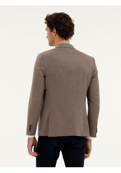 Cacharel Açık Kahverengi Slim Fit Kaşmir Ceket