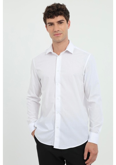 Dufy Erkek Regular Fit Uzun Kol Beyaz Gömlek-26233
