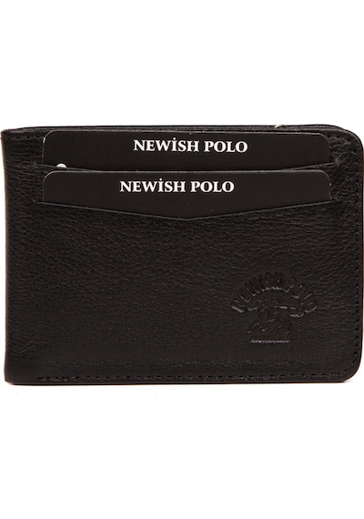 Newish Polo Erkek Hakiki Deri Cüzdan Ve Kartlık New152 Siyah