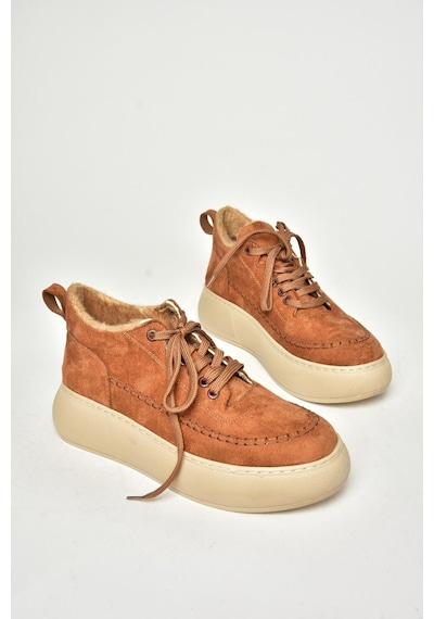 Fox Shoes T811845302 Taba Süet Kalın Tabanlı Kadın Ayakkabı Taba-süet Taba