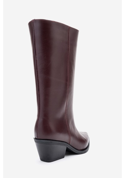 Luvishoes Luvi Shoes Juana Bordo Cilt Hakiki Deri Sivri Burunlu Kadın Çizme Bordo