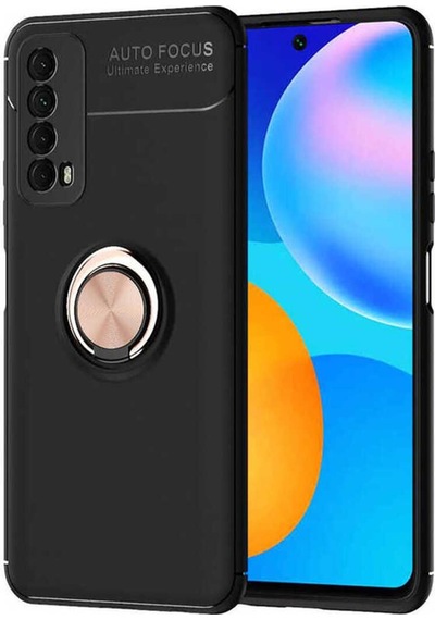 Huawei P Smart 2021 Kılıf Zore Ravel Silikon Kapak Siyah-Rose Gold