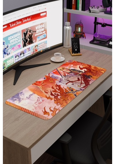 Thoma Genshin Impact Anime Oyuncu V3 - 70x30 Xl Gaming Mouse Pad Fare Altlığı