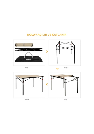 Kingcamp Slate Xl Alüminyum Katlanır Kamp Masası Wood Siyah