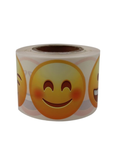 Emoji Etiketi 9 Farklı Emoji Surat 50mm Çap Ruloda 500 Adet Kendinden Yapışkanlı Rulo Etiket, Pp Opak, Gülen Surat Stickerları Çok Renkli Emoji Etiketi 9 Farklı Emoji Surat 50mm Çap Ruloda 500 Adet Kendinden Yapışkanlı Rulo Etiket, Pp Opak, Gülen Surat Stickerları Çok Renkli
