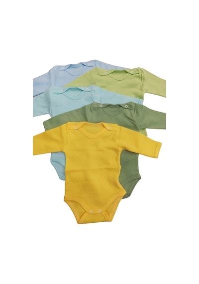 Özdemirli Bebe Uzun Kollu Çıtçıtlı Badi Bisiklet Yaka Body Zıbın (5li Paket)