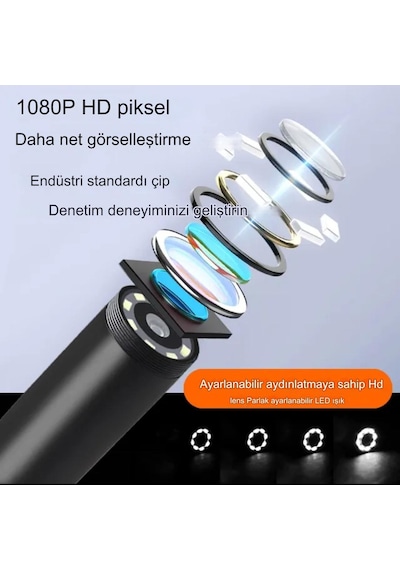 Ekranlı 3 Lensli Yılan Kamera 10 Mt Sert Kablo