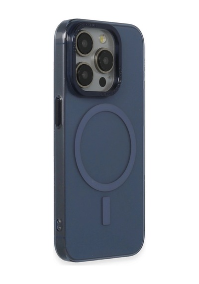 Apple iPhone Uyumlu 15 Pro Max Kılıf Anka Pc Magneticsafe Sert Metal Kapak - Lacivert Düz Renkli