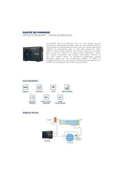 Tommatech Havuz Evı İnvertör Isıtma&soğutma Isı Pompası 21kw