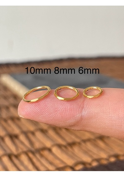 %100 Cerrahi Çelik Kesme Altın Kilitli Halka Piercing Altın