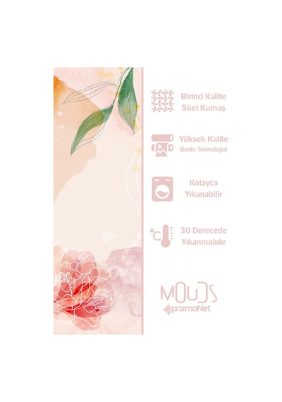 Flower Art Desenli Süet Oturma Odası Salon Fon Perde Baskılı Ekstrafor Büzgü Tek Kanat Prd-1030 Çok Renkli