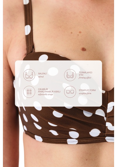 Penti Renkli Polka Dot Lotus Straplez Bikini Üstü