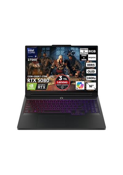 Lenovo Legion Pro7 16IAX10H 83F5004STRHMF51 U9-275HX 48 GB 1 TB SSD 16 GB RTX5080 16" W10H WQXGA Dizüstü Bilgisayar