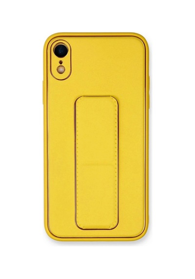 Durukar iPhone Uyumlu Xr Kılıf Coco Deri Standlı Kapak - Sarı
