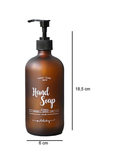 Amber Cam Sıvı Sabunluk Şişesi - 500 Ml Hand Wash Kahverengi Kahverengi