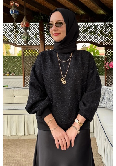 Rabia Şamlı Tüvit Sweat Siyah Normal