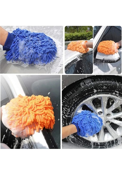 Mikrofiber Şönil Temizlik Bezi Makarna Eldiven Oto Yıkama Köpükleme Eldiveni