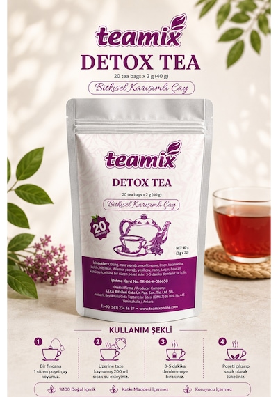 Detox Çayı Tea Bitkisel Karışımlı Form Çayı 20 Süzen Doypack Ambalaj